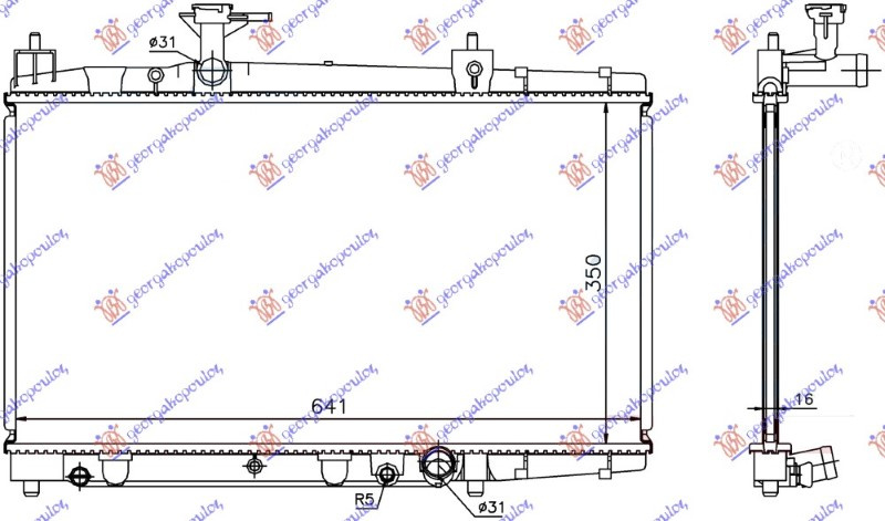 Hladnjak motora 1.4 D4D sa/bez klime (350x639x16) (NRF)