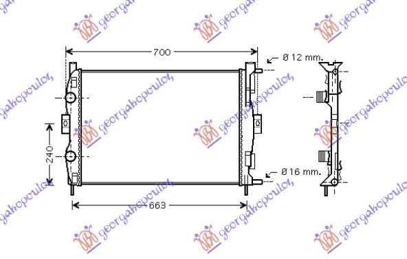 Hladnjak motora 1.4-1.6 benzin sa/bez klime (590x450x18) (NRF)