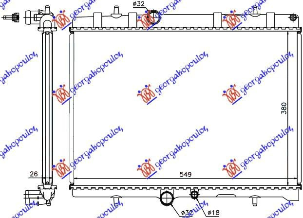 Hladnjak motora 2.0 HDi dizel (380x560x19) (NRF)