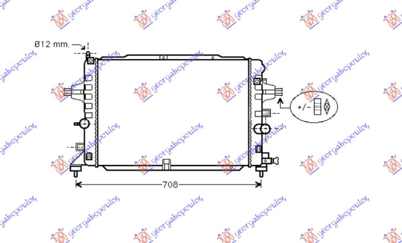 Hladnjak motora 1.6i TURBO benzin sa/bez klime (600x370) (NRF)