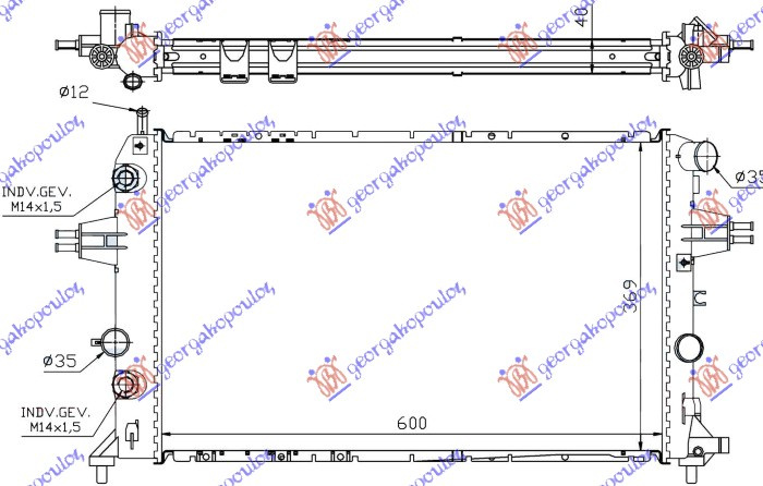 Hladnjak motora 2.0-2.2 dizel. automatski (600x370) (NRF)