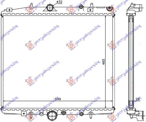 Hladnjak motora 2.0 benzin - 2.0-2.2 JTD dizel (465x563) (NRF)