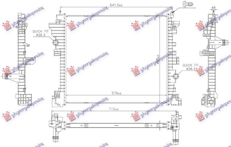 Dodatni hladnjak motora 2.2 dizel - 2.0-2.9 benzin (579x493) (NRF)