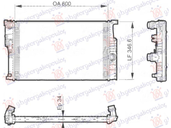 Hladnjak motora 3.0 (330d) dizel. automatski (600x330x26) (3 cijevi) (NRF)