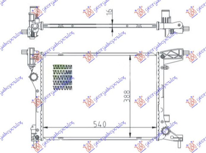 Hladnjak motora 1.4 (70kW) benzin. ručni (540x410x16) (NRF)