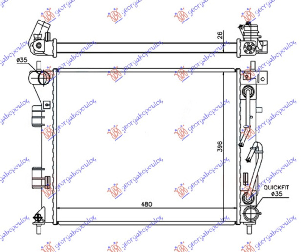 Hladnjak motora 1.6 CRDi dizel. automatski (480x395x26) (NRF)