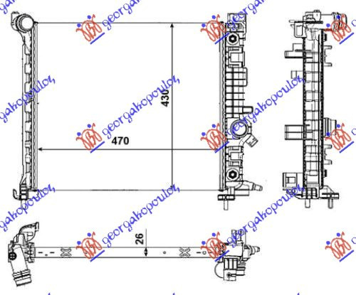 Hladnjak motora 1.7 CDTi (470x428). automatski (NRF)