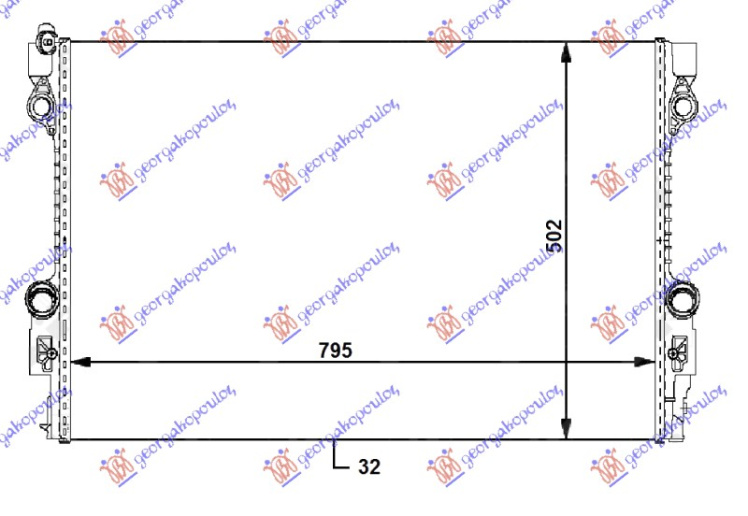 Hladnjak motora 3.0i-3.6i-4.8i benzin - 3.0 dizel (795x502x32) (NRF)