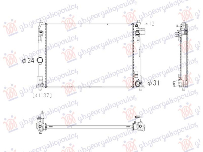 Hladnjak motora 1.0-1.5 benzin (524x388x16) (NRF)