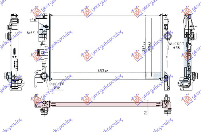 Hladnjak motora za sve benzinske/dizelske modele (650x370x26) (NRF)