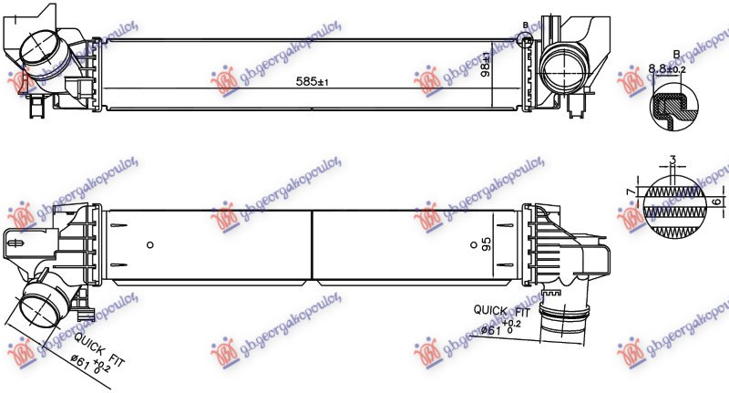 Intercooler 2.0 benzin (585x98x95)