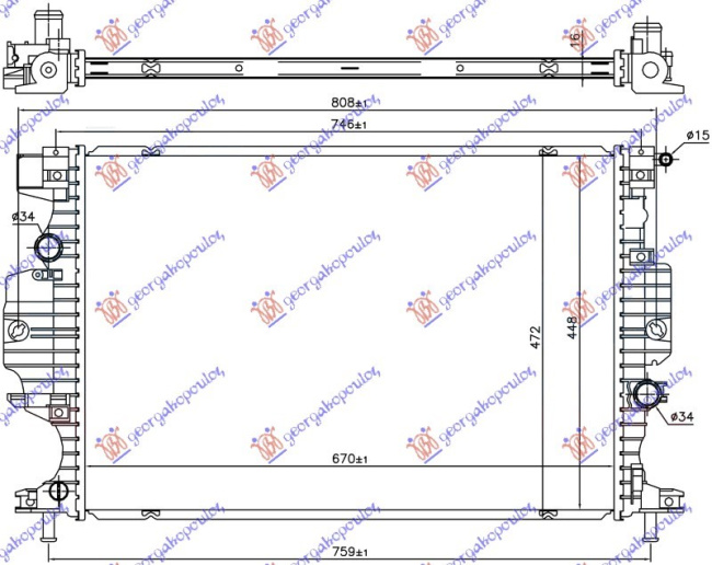Hladnjak motora 1.0 EcoBoost-2.0 hibrid-2.5 benzin/1.5-1.6-(2.0 T7CE) TDCi/ECOnetic dizel (670x448) (VALEO)
