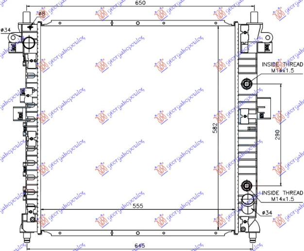 Hladnjak motora 2.3i benzin - 200 XDi dizel. automatski (555x580x26) (VALEO)