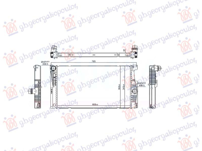 Hladnjak motora 2.0 benzin (600x344x32)