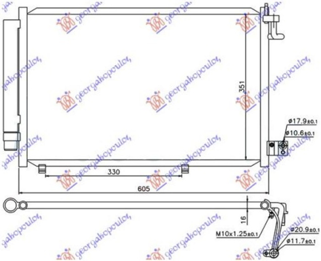 Hladnjak klime benzin-1.4 TDCi (530x350x16) (NRF)