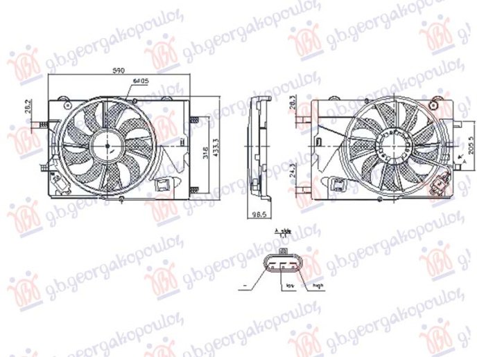 Ventilator (jednostruki) (405mm) (3 pina)