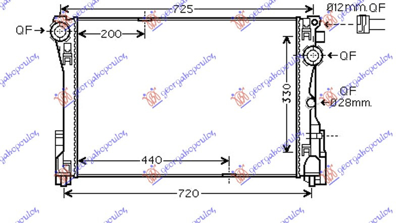 Hladnjak motora 2.1 dizel. automatski (640x420) (cijev 9mm) (VALEO)