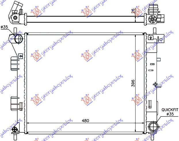 Hladnjak motora 1.4-1.6 CRDi (480x390x26) (NRF)