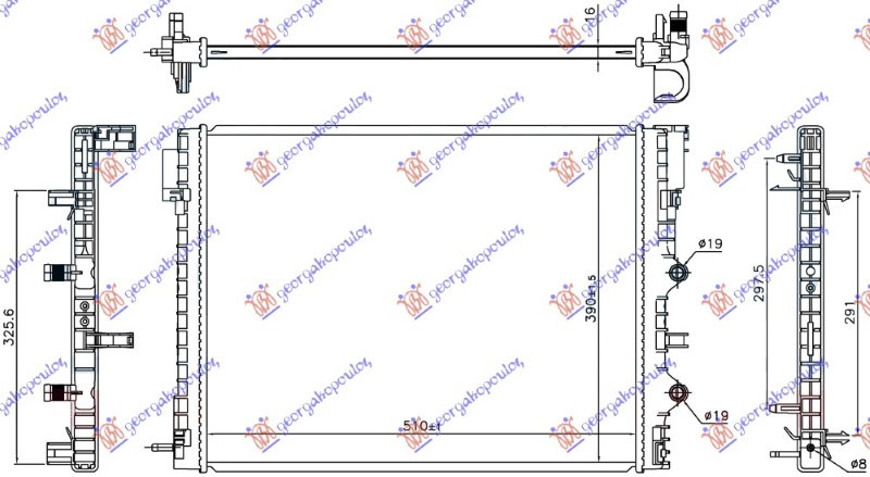 Dodatni hladnjak motora 0.9 turbo benzin (510x390x16) (NRF)