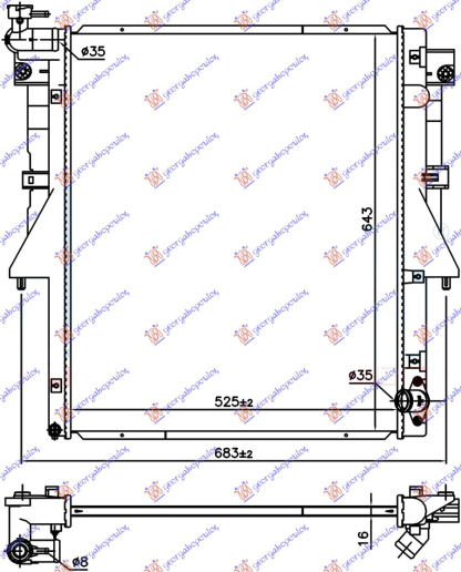Hladnjak motora 2.4 DI-D dizel (525x669x16) (4N15) (NRF)