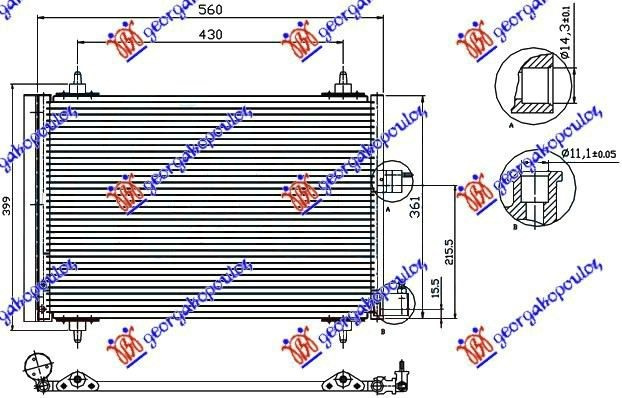 Hladnjak klime benzin 1.9-2.0 dizel (520x360x16) (NRF)
