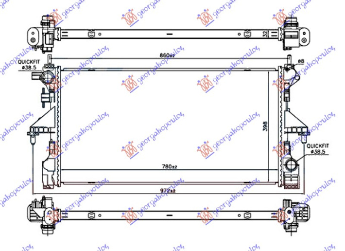 Hladnjak motora 2.0 BlueHDi dizel. ručni (780x390x32) (NRF)