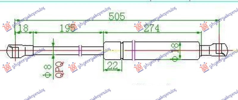 AMORTIZER GEPEK VRATA KARAVAN (505L-490N)