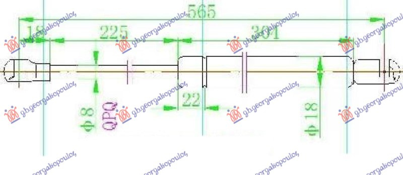 AMORTIZER GEPEK VRATA (565L-550N)