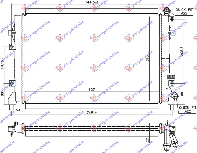 HLADNJAK MOTORA 1.8 FSi BENZIN (650x450x32) (LEMLJEN)