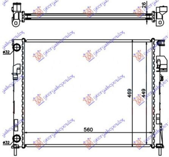 HLADNJAK MOTORA 2.0i BENZIN - 1.9 DTi DIZEL (560x450x26) (LEMLJENO)