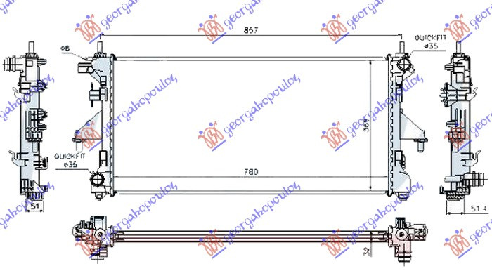 HLADNJAK MOTORA 2.2-3.0 HDi +/-AC DIZEL RUČNI (780x380x26) (LEMLJENO)