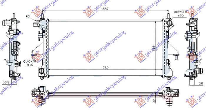 HLADNJAK MOTORA 2.3 JTD -AC DIESEL MANUAL (780x380x26) (LEMLJENO)