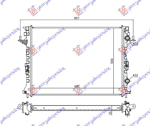 HLADNJAK MOTORA 2.0 DCi (MAN/AUTO) / 2.2/3.0 DCi (AUTO) DIZEL (680x500x32)