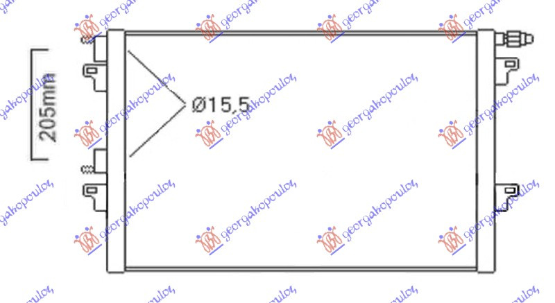 HLADNJAK KLIME BENZIN-DIZEL 04- (660x430x16) CIJEV 15,5/15,5mm