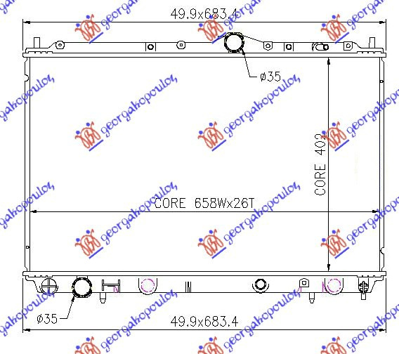 HLADNJAK MOTORA 1.9 TD (40.2x65.5x32)