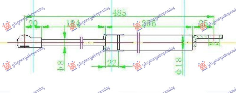 AMORTIZER GEPEK VRATA (485L-190N)