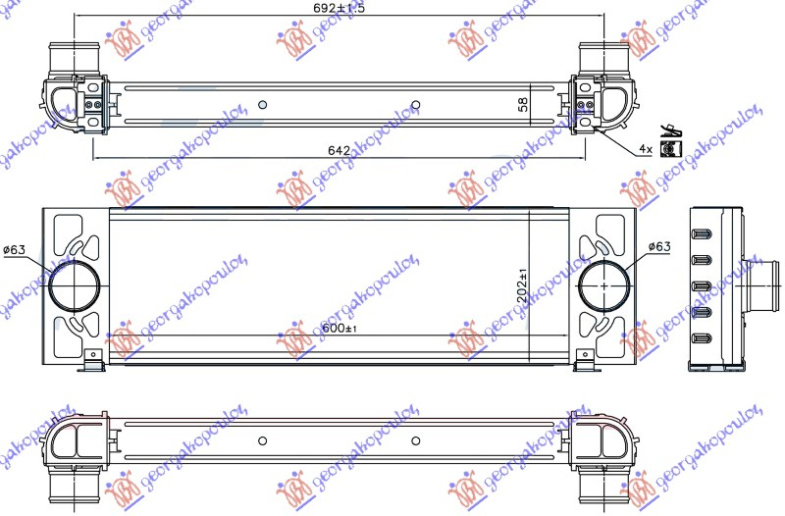 INTERCOOLER 2.2-3.2 TDCI (600x202x58)