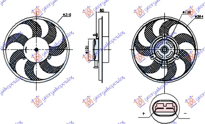 VENTILATOR BENZIN-DIZEL (MOTOR - VENTILATOR) (300 mm) (S PRIKLJUČKOM NA MOTORU)