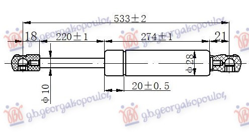 AMORTIZER GEPEK VRATA (533L-750N)