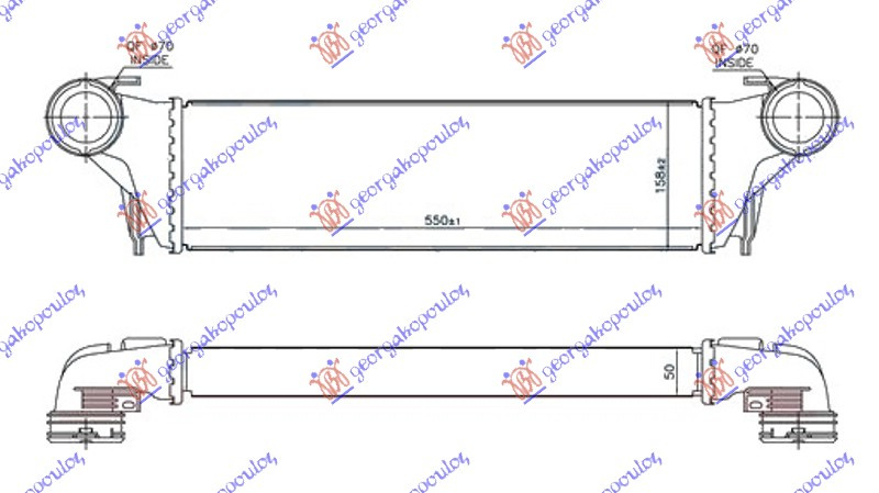 INTERCOOLER 3.0 D DIESEL (550x158x50) (? 70)