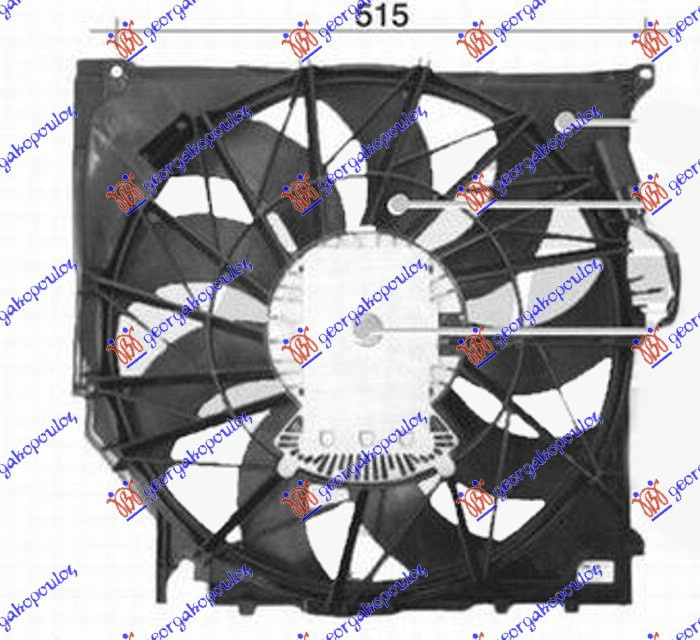 ventilator komplet 2.5-3.0  benzin - 2.0-3.0 dizel (490mm) (3 pin)