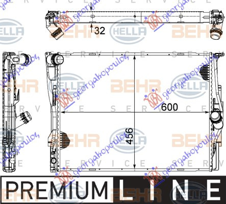 HLADNJAK MOTORA SVI BENZINSKI MODELI (JEDNI AUTOMATSKI) (600x460x32) 1 CIJEV (MAHLE BEHR PREMIUM LINE)