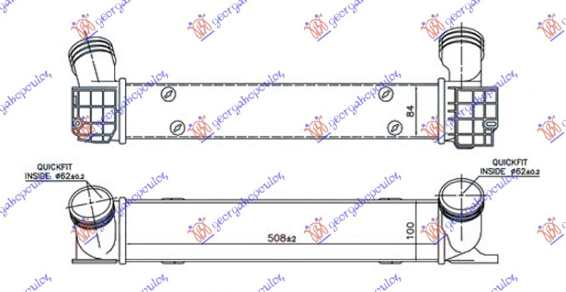 hladnjak intercoolera a a  1.6-2.0 T.dizel (508x100x85)