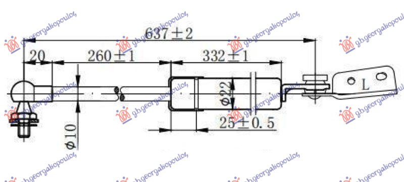 AMORTIZER GEPEK VRATA (637L-315N)