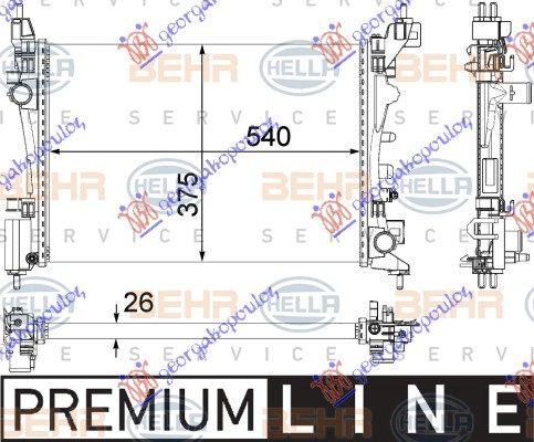 HLADNJAK MOTORA BENZIN (+/- AC) (54x37.8x2.4) (MAHLE BEHR)