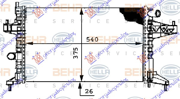 HLADNJAK MOTORA 1.4-1.8 ΜΑΝ. +/-AC (54x38) (DIJAGONALNO) (MAHLE BEHR)