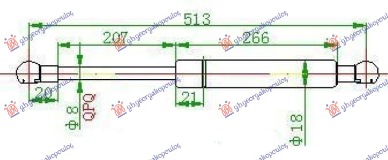 AMORTIZER GEPEK VRATA (513L-585N)