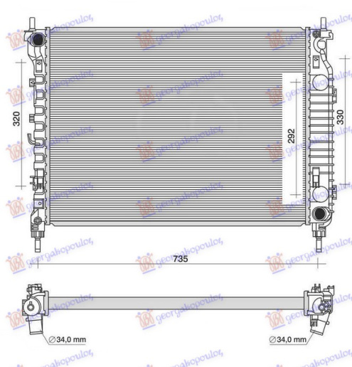 HLADNJAK MOTORA 2.2 TDCi MAN DIESEL (670x500x34) (KOYO)