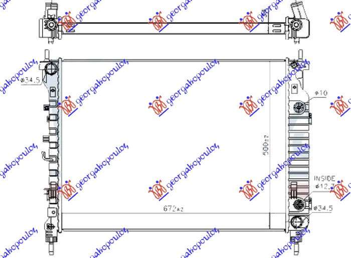 HLADNJAK MOTORA 2.2 TDCi AUTOMATIC DIESEL (670x500x34) (KOYO)