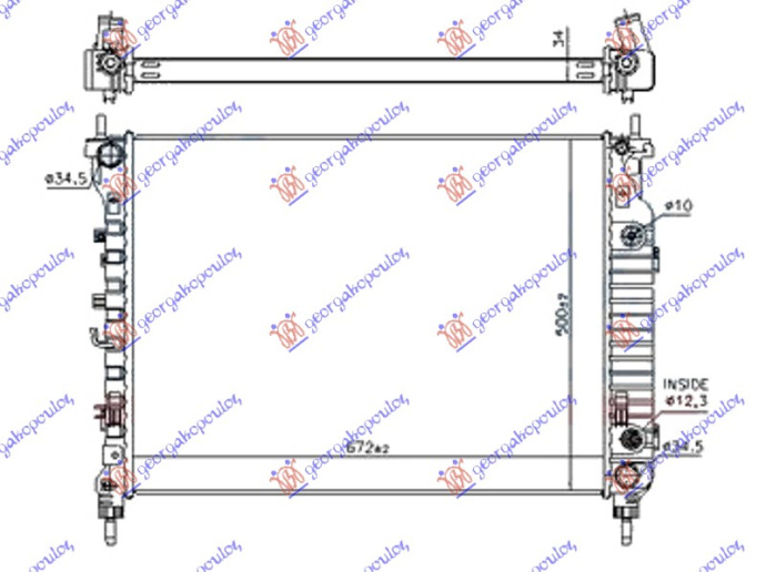 HLADNJAK MOTORA 2.2 TDCi AUTO DIESEL (670x500x34)